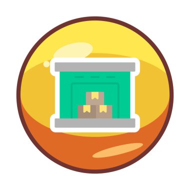 Kutu simgesi ve vektör illüstrasyonlu depo 