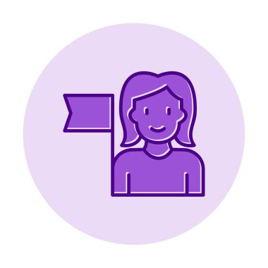 Bayrağı olan insanlar, tasarım vektörü illüstrasyonunda feminizm 