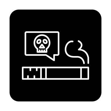 Sigara ikonlu düz kafatası. vektör illüstrasyonu