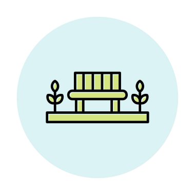 Park bankının ikonu. Düz renk tasarımı. vektör illüstrasyonu