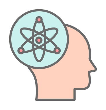 Atom, bilim simgesi, vektör illüstrasyon tasarımı olan insan kafası                                   