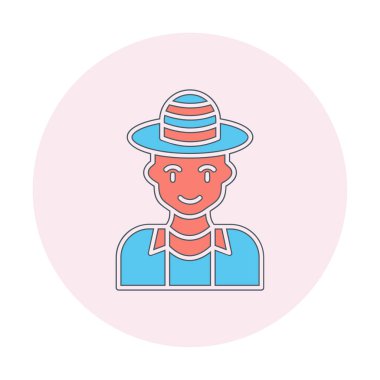 Turist şapkası simgesi, vektör illüstrasyonu 