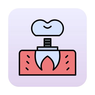 düz dişçilik implant simge vektörü