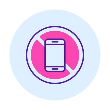 Cep telefonu simgesi yok, vektör illüstrasyonu               