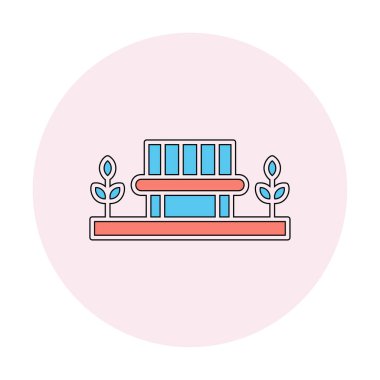 Park bankının ikonu. Düz renk tasarımı. vektör illüstrasyonu