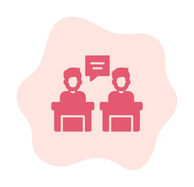 Konuşma yapan erkekler tartışma ikonu, vektör illüstrasyonunda ayakta duruyorlar