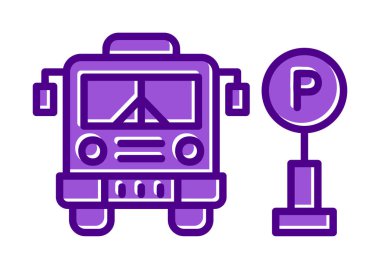 Otobüs park simgesinin vektör illüstrasyonu 