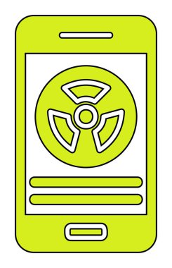 Akıllı telefon ekran simgesinde radyasyon işareti 