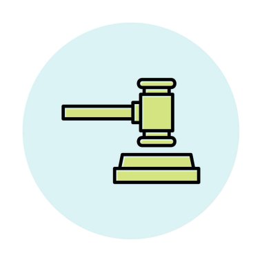 Açık arttırma çekiç ikonu. Taslak açık arttırma çekiç vektör rengi düz izole