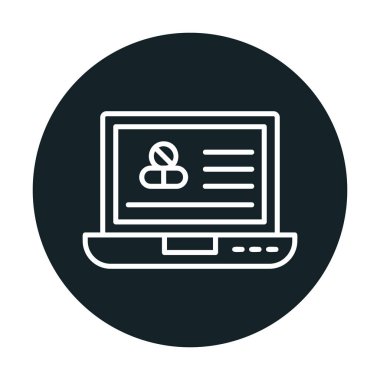 Uyuşturuculu dizüstü bilgisayar ekranı simgesi, vektör illüstrasyonu basit tasarım