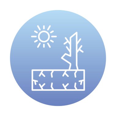 Kuraklık zeminli bir ağacın vektör düzlüğü simgesi 