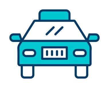 Basit taksi arabası simgesi, vektör illüstrasyonu