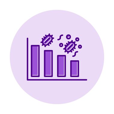 Grafik ve bakteri simgesi, vektör illüstrasyonu ile azalan kavram   