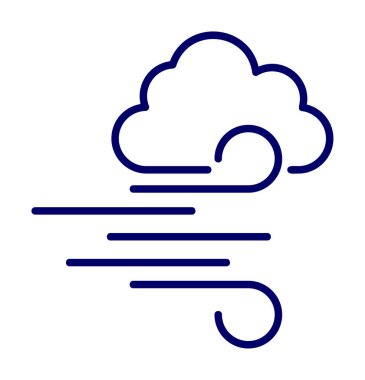 Bulutlu rüzgar simgesi, vektör illüstrasyonu 