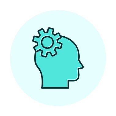 Düşünen baş simgesi, vektör çizimi basit tasarım