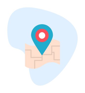 Konum iğnesi, vektör illüstrasyonlu harita simgesi