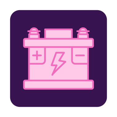 Araba aküsü simgesi. Ağ için Kataloglayıcı imza vektör simgesinin düz çizimi.