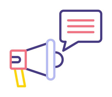 Konuşma baloncuğu vektör illüstrasyonlu megafon