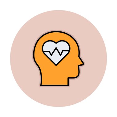 baş silueti kalp simgesi, vektör illüstrasyonu basit tasarım