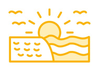 Deniz Ağı simgesinde gün doğumu, vektör illüstrasyonu 