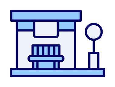 Otobüs Durağı vektör düz simgesi simgesi