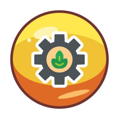 Bitki simgesiyle çark, gezegen konseptinin ekolojik sürdürülebilirliği, vektör illüstrasyonu