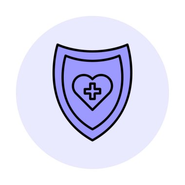 Çapraz ikonlu kalp, vektör çizimi. Sağlık hizmetleri kavramı                             