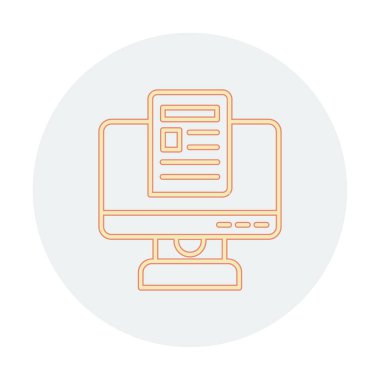 Yazı simgesi, vektör illüstrasyonlu bilgisayar ekranı