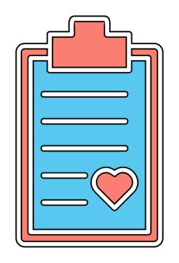 Kalp ikonu vektör illüstrasyonlu Tıbbi Rapor               