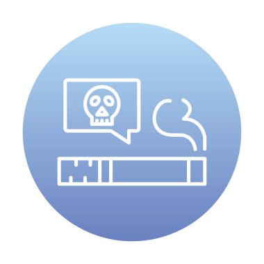 Sigara ikonlu düz kafatası. vektör illüstrasyonu