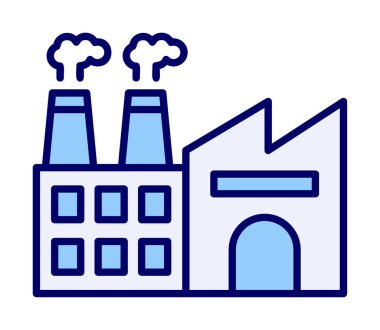 Fabrika web simgesi, vektör illüstrasyonu 