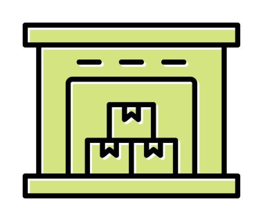 Kutu simgesi ve vektör illüstrasyonlu depo 