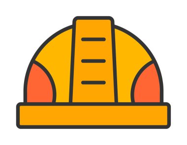 İnşaat Miğferi. İnşaat endüstrisi simgesi ana hatlarıyla doldurulmuş                    