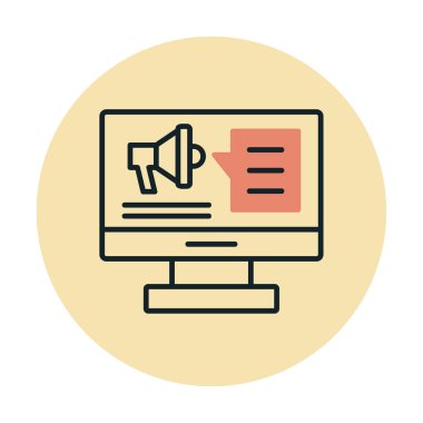 bilgisayar monitörü ve megafon, Dijital Kampanya konsept vektörü