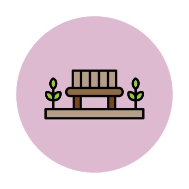 Park bankının ikonu. Düz renk tasarımı. vektör illüstrasyonu