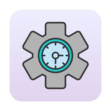 Saat simgesi, vektör illüstrasyonu, zaman sembolü ayarlanıyor. İçerideki saat dişlisi 