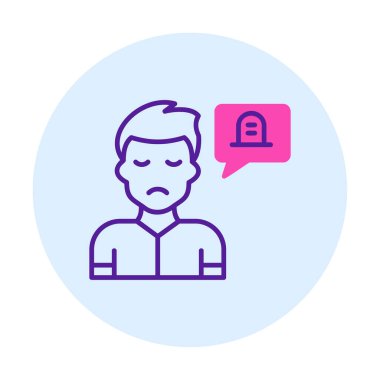 İnsan ve konuşma balonu mezar taşı işareti, vektör illüstrasyonu