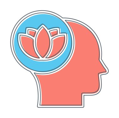 baş ve nilüfer çiçeği simgesi, vektör illüstrasyonu basit tasarım