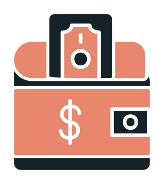 Dolar işareti vektör simgesi olan cüzdan