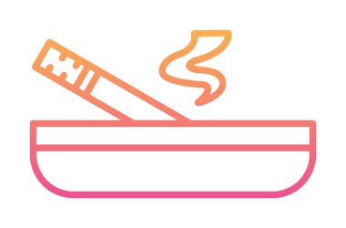 Kül tablası yanan sigara ikonu, vektör illüstrasyonu 