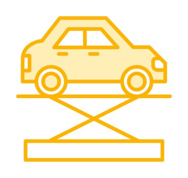 araba kriko ve onarım servisi, vektör illüstrasyonu  