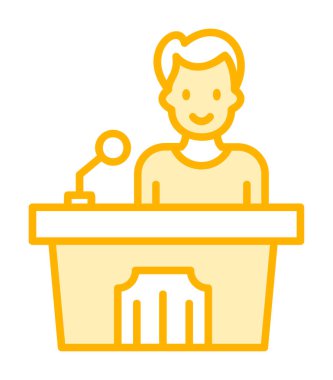 Konuşma standı ikonu, vektör illüstrasyonunda konuşma yapan erkekler