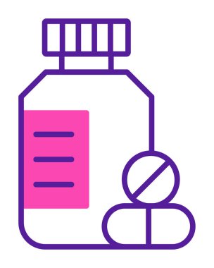 İlaç şişesi, ilaç ikonu, vektör illüstrasyonu                                         