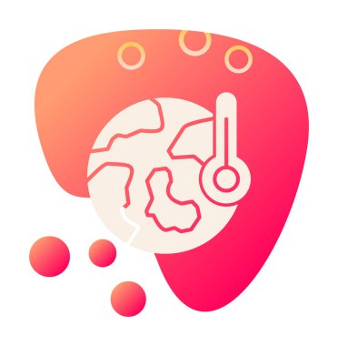 Termometre renk vektörü simgesine sahip dünya, Küresel Isınma kavramı