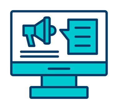 bilgisayar monitörü ve megafon, Dijital Kampanya konsept vektörü