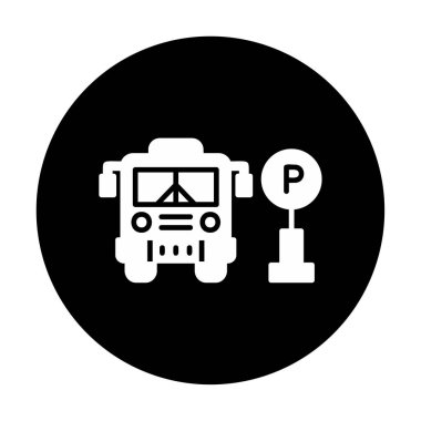 Otobüs park simgesinin vektör illüstrasyonu 