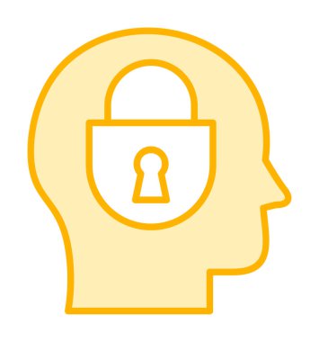 Erkekler kafasında kilit, yaratıcı vektör simgesi olan güvenlik kavramı