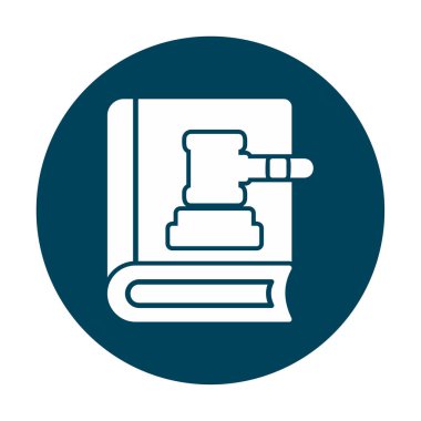 Hukuk kitabı ve tokmak. Web simgesi basit illüstrasyon 