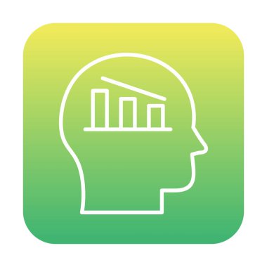 İş grafik simgesine sahip insan kafası, kişisel büyüme simgesi, vektör illüstrasyonu