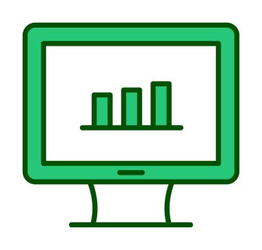 iş grafiği bilgisayar ekranında, vektör illüstrasyonu basit tasarım